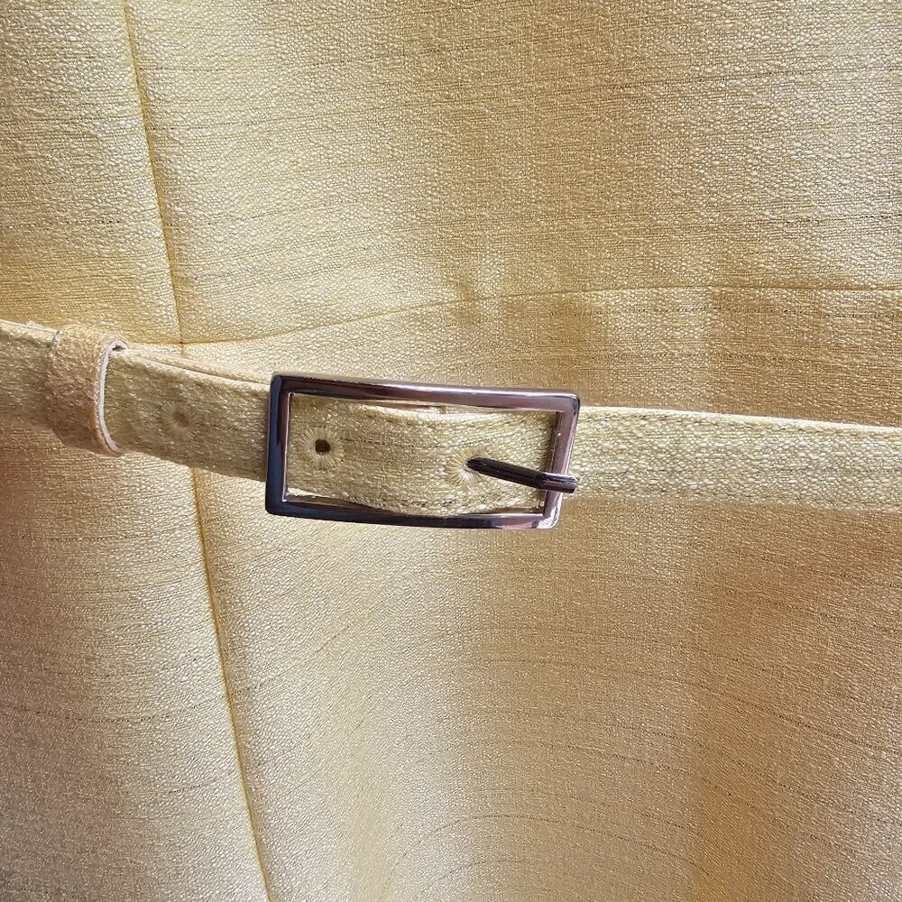 Antonio Melani Yellow and Silver Classic Sleeveless Dress with Belt, Size Medium - Picture 9 of 13